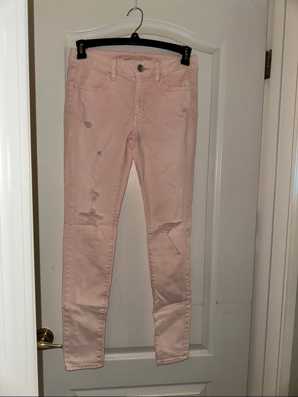 American Eagle Outfitters Light Pink Ripped Skinny Jeans